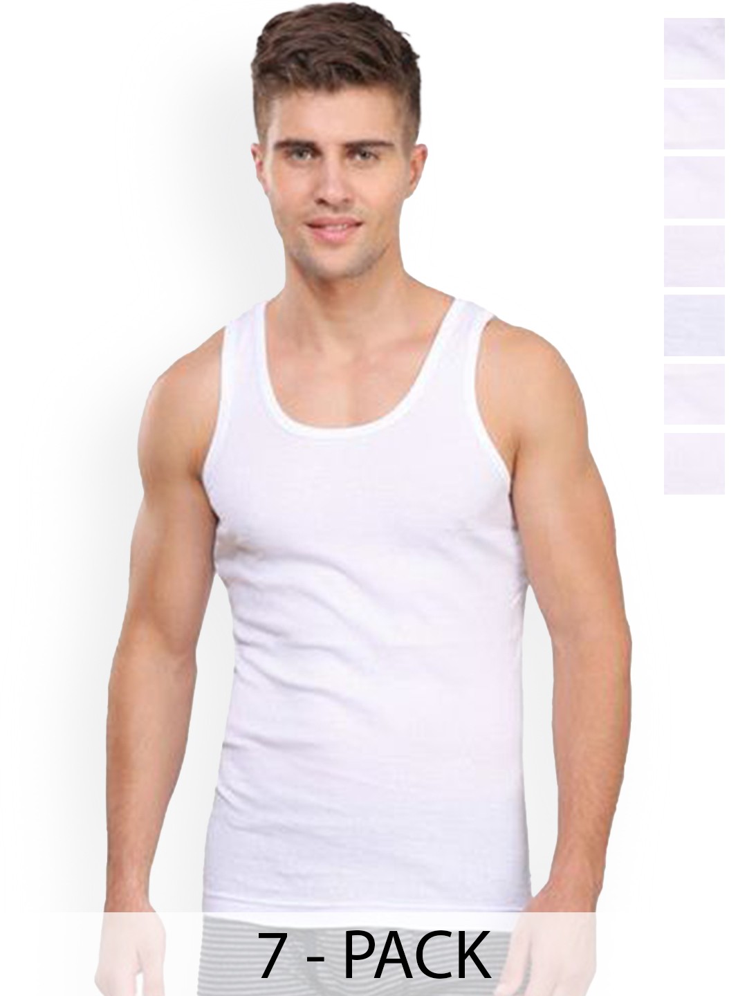 

Rupa Set Of 7 Cotton Undershirt Vests Frontline-Rib-White-RN-7-75