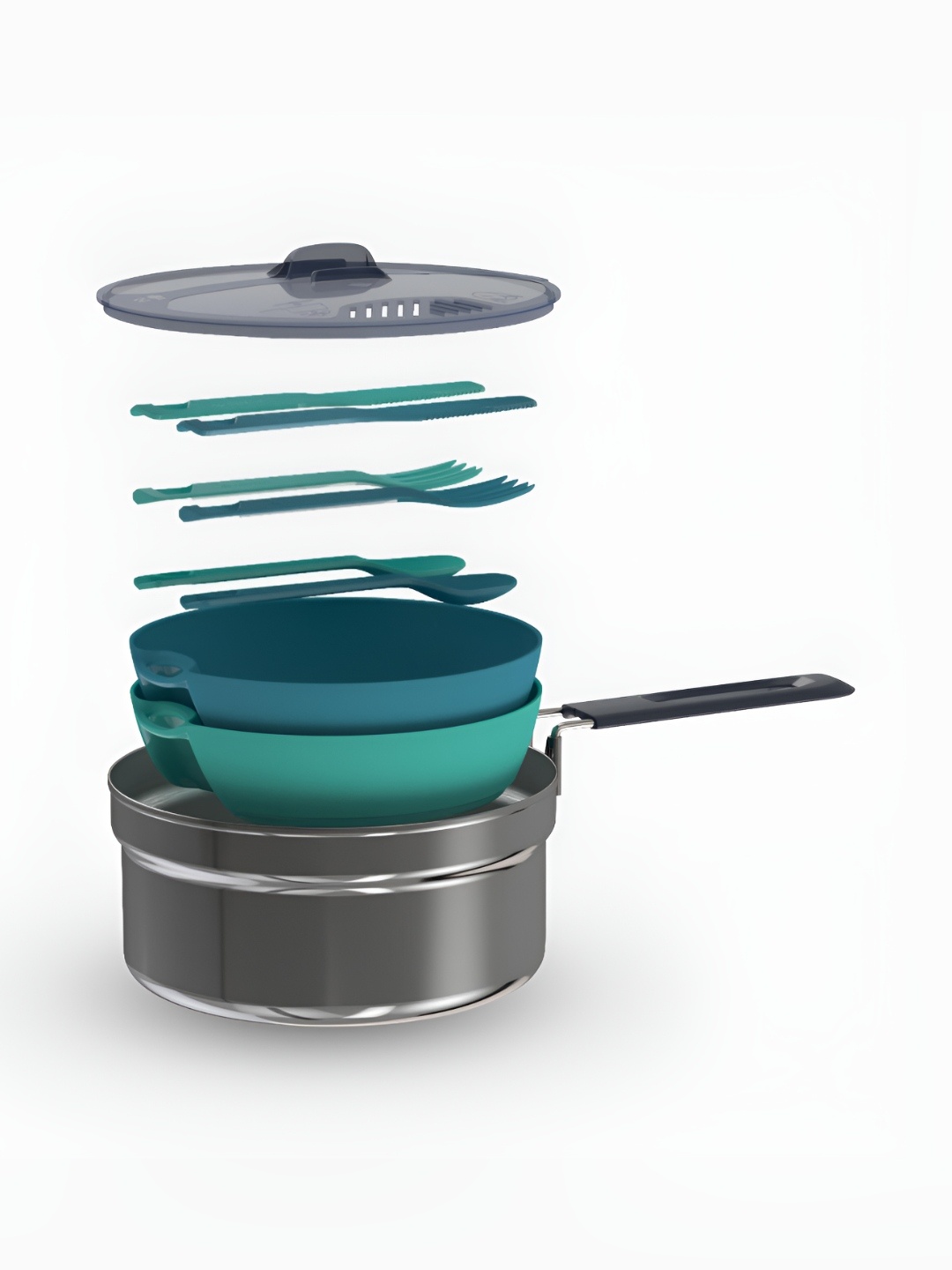 

Quechua By Decathlon Silver-Toned Dishwasher Safe Stainless Steel Cookware Set