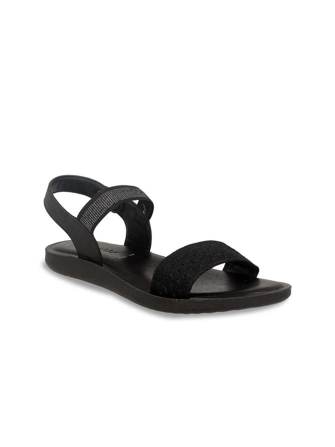 

Aeroblu Women Textured Open Toe Flats, Black