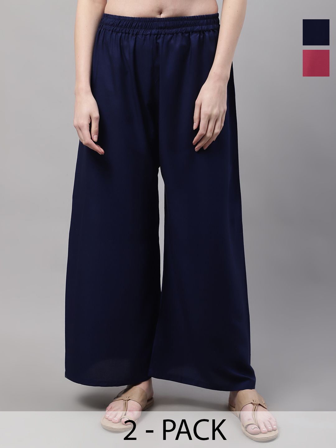 

Valles365 by S.C. Women Pack Of 2 Flared Ethnic Palazzos, Navy blue
