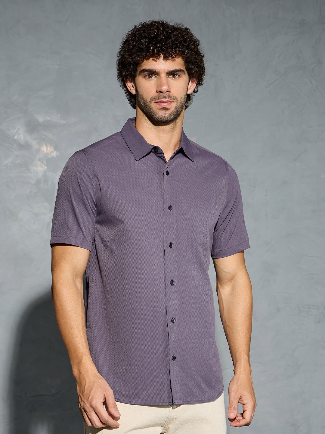 

Technosport Men Classic Slim Fit Solid Casual Shirt, Purple