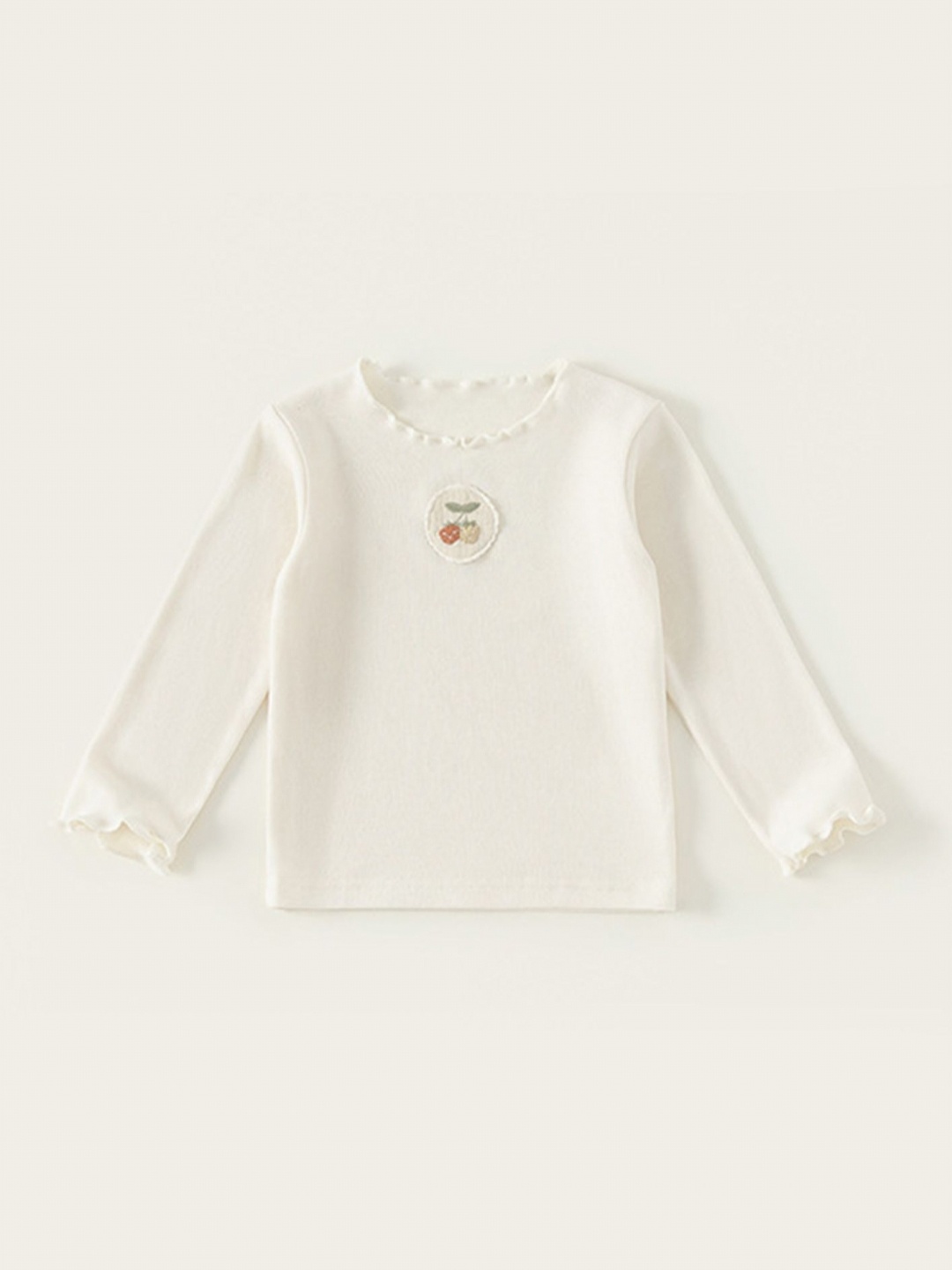 

LULU & SKY Girls Solid Round Neck T-shirt, Off white