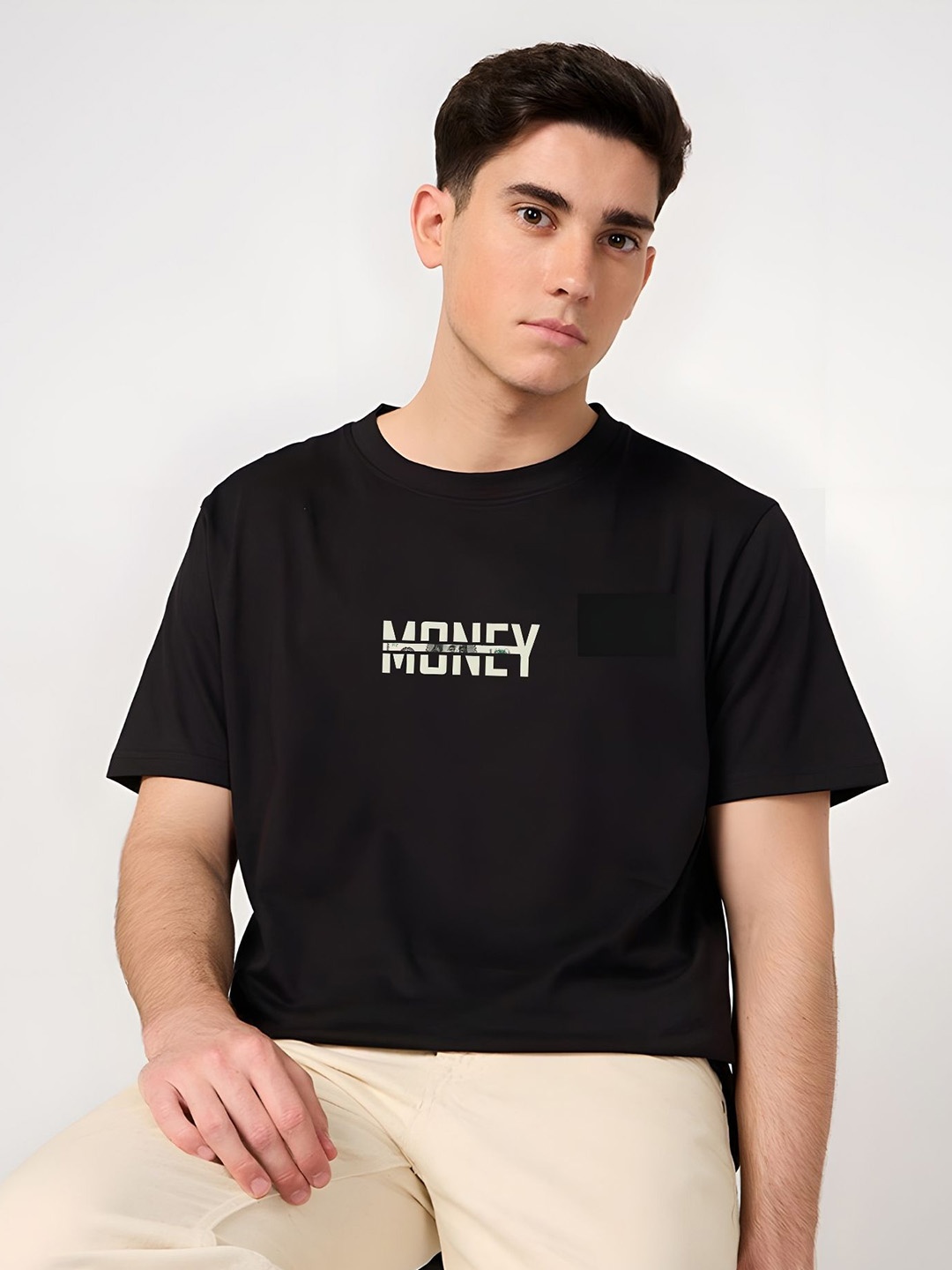 

Moda Rapido Men Typography Printed Round Neck Cotton T-shirt, Black