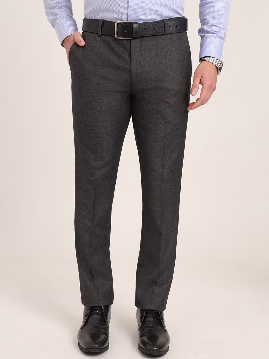 

JADE BLUE Men Slim Fit Formal Trousers, Grey