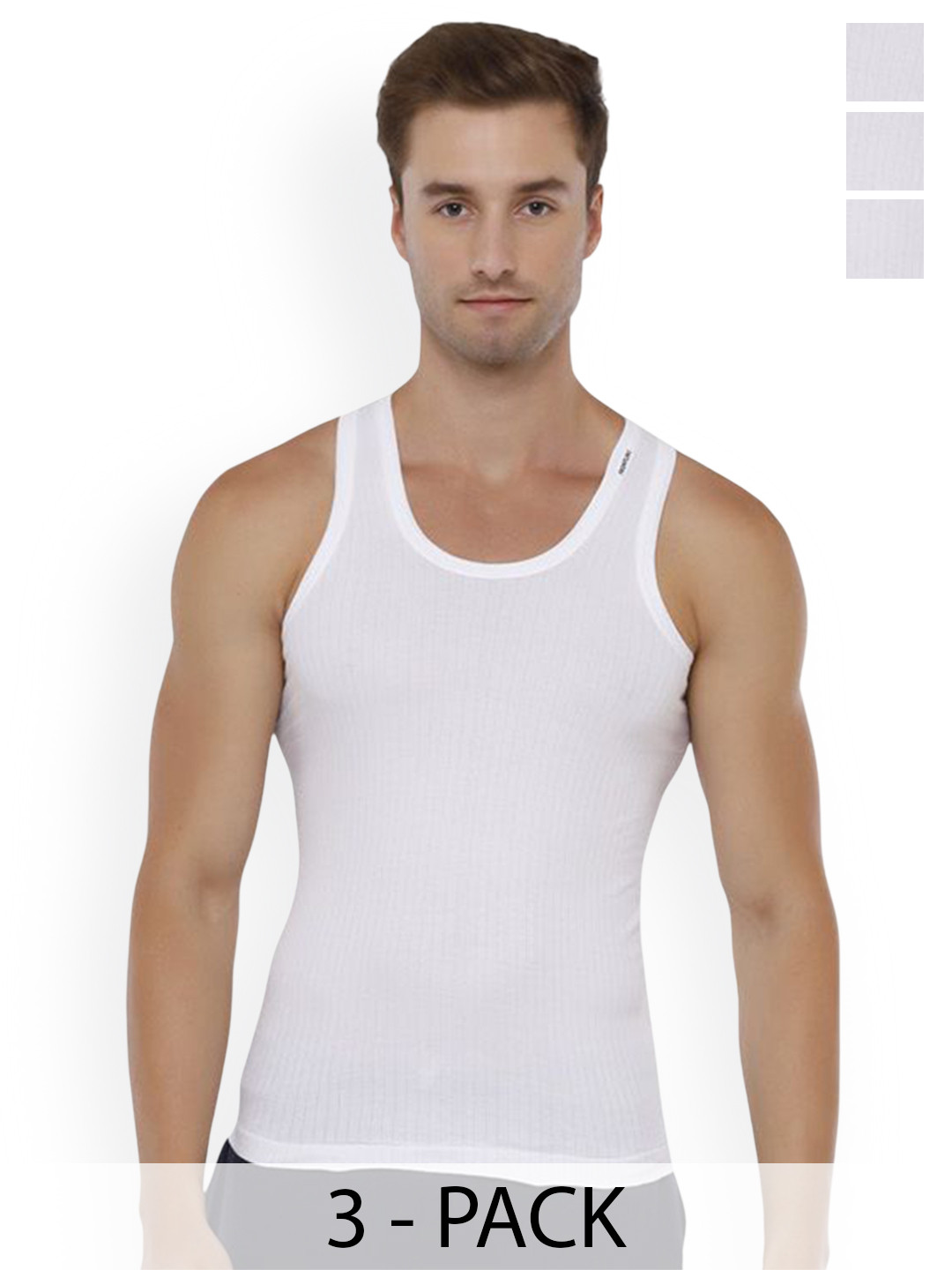 

Rupa Set Of 3 Cotton Undershirt Vests Frontline-Xing-Whit-RN-3-85, White