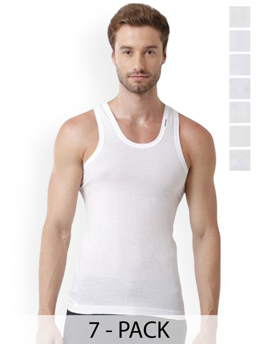 

Rupa Set Of 7 Cotton Undershirt Vests Frontline-Color-Asst-RNS-4-105, White