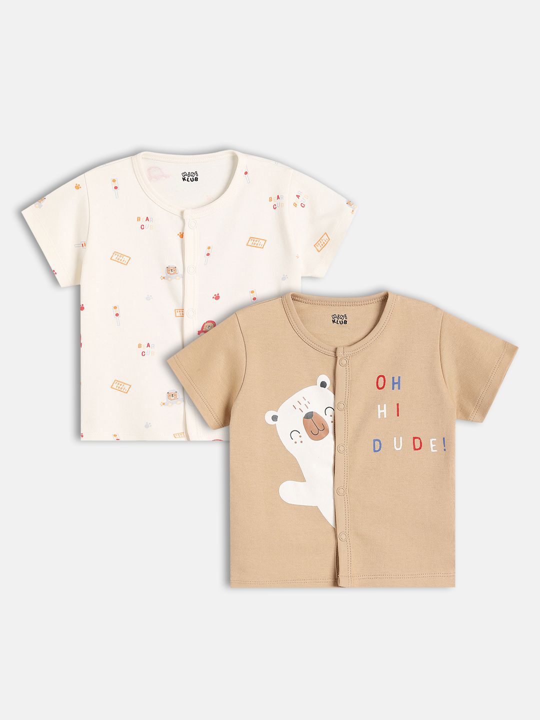

MINI KLUB Infant Boys Pack Of 2 Printed Pure Cotton Jhablas 28NBFV186, Beige