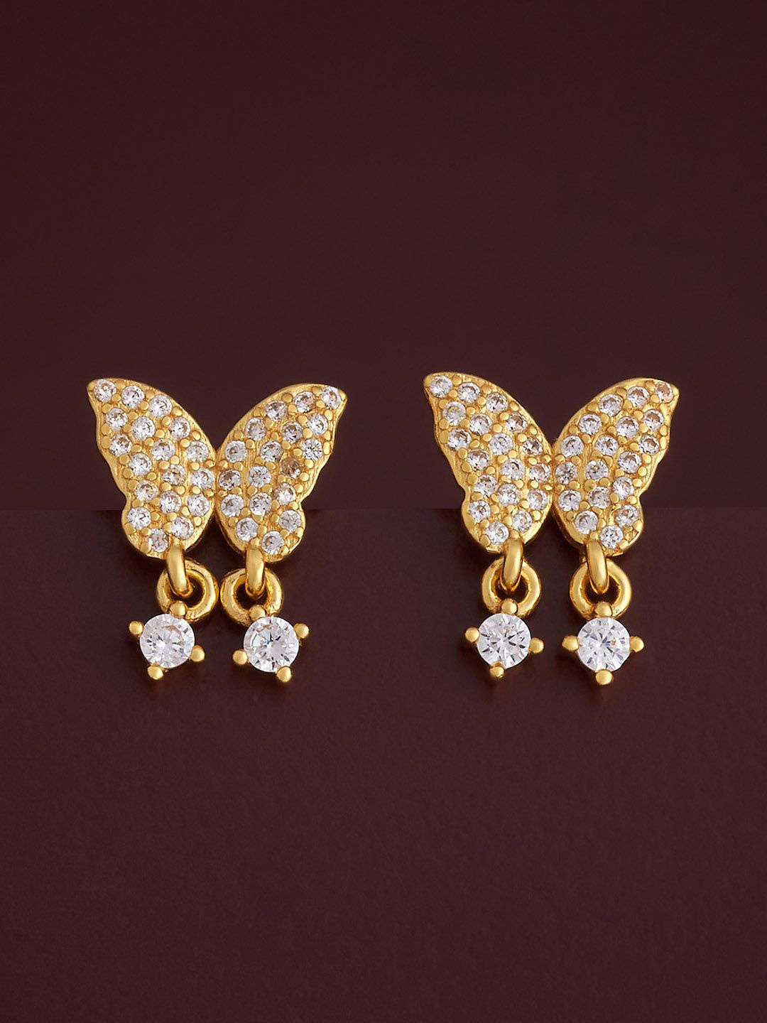 

Kushal's Fashion Jewellery 92.5 Silver Gold-Plated CZ Studded Studs Earrings