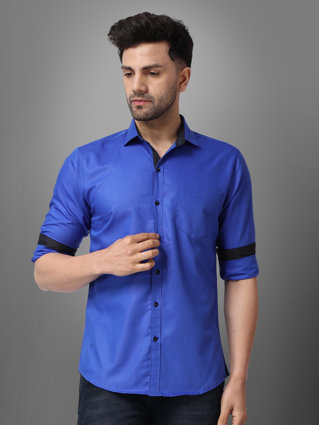 

Metronaut Men Semi Sheer Casual Shirt, Navy blue