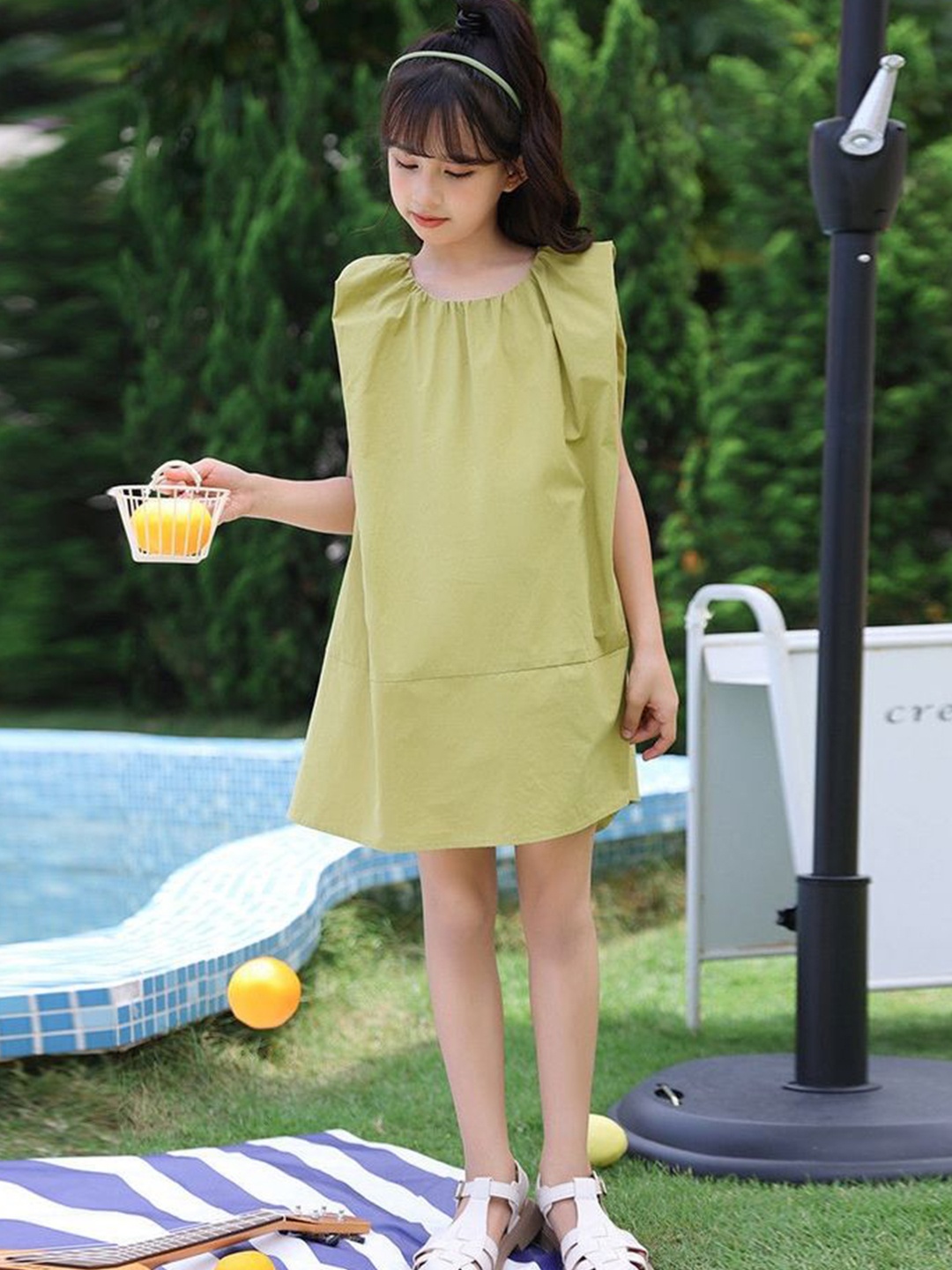 

LULU & SKY Girls Cotton Shift Dress, Green