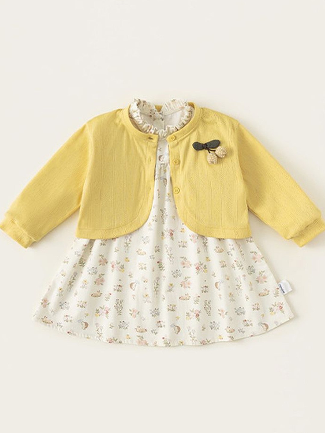 

LULU & SKY Floral Printed Pinafore Midi Dress With Top, Yellow