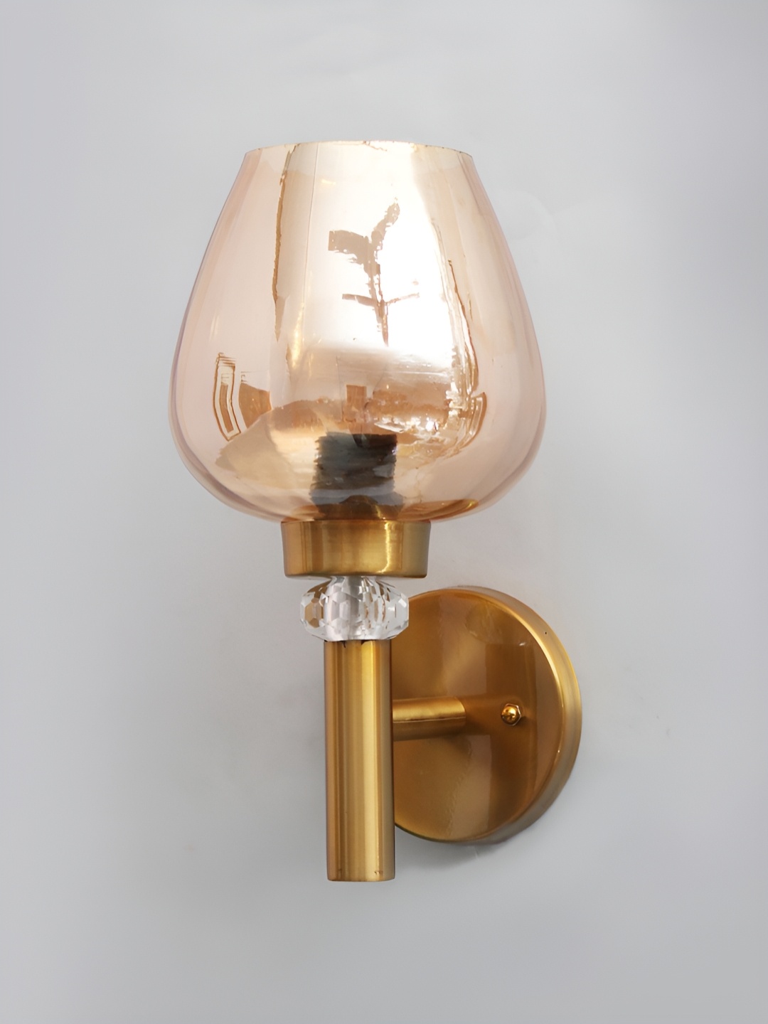 

SHREE KALA HOME DECOR Gold-Toned & Brown Abstract Shaped Wall Lamp With Luster Glass