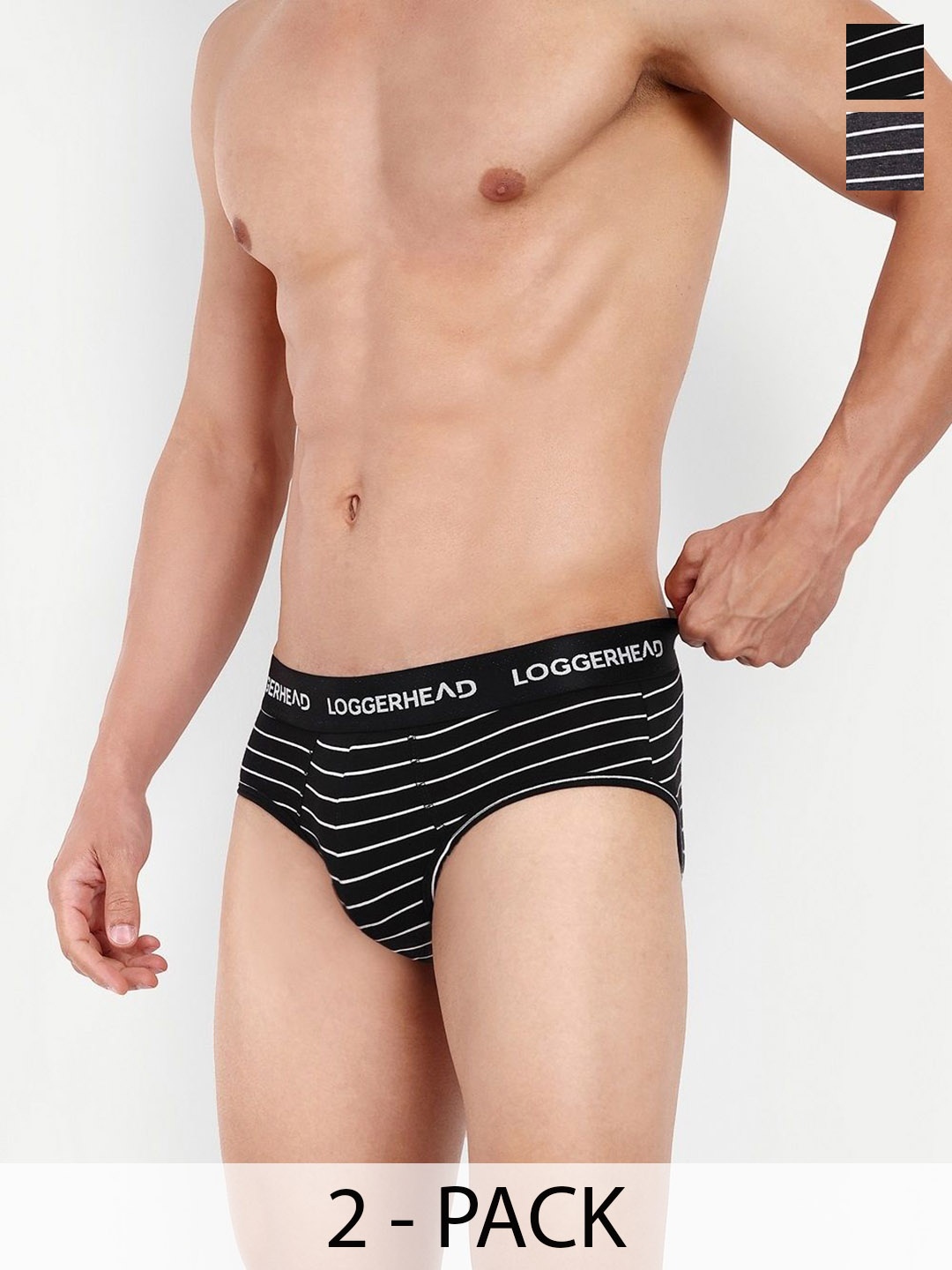 

LOGGERHEAD Striped Mid Rise Brief - LHYB011-ANTRA-Antra, Grey