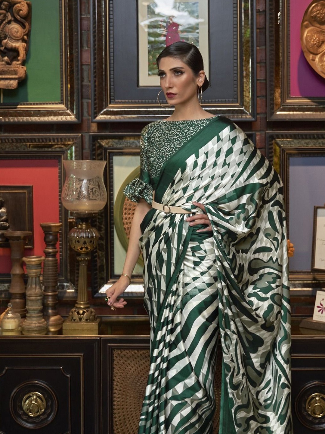 

Anouk Pure Crepe Saree, Green