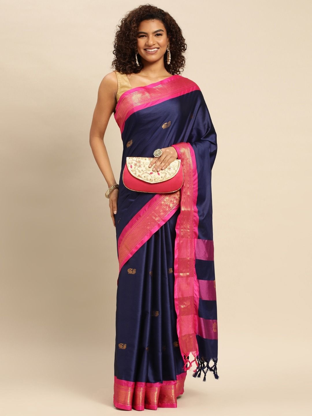 

DIVASTRI Woven Design Zari Paithani Saree, Blue