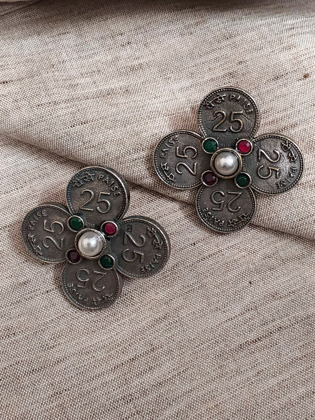 

Molcha Brass Floral Studs, Silver