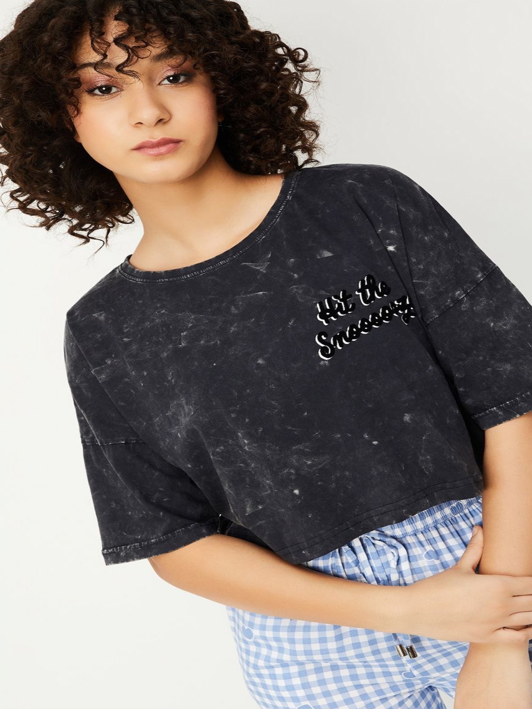

max Women Mickey Mouse Graphic Printed Round Neck Cotton T-shirt, Grey
