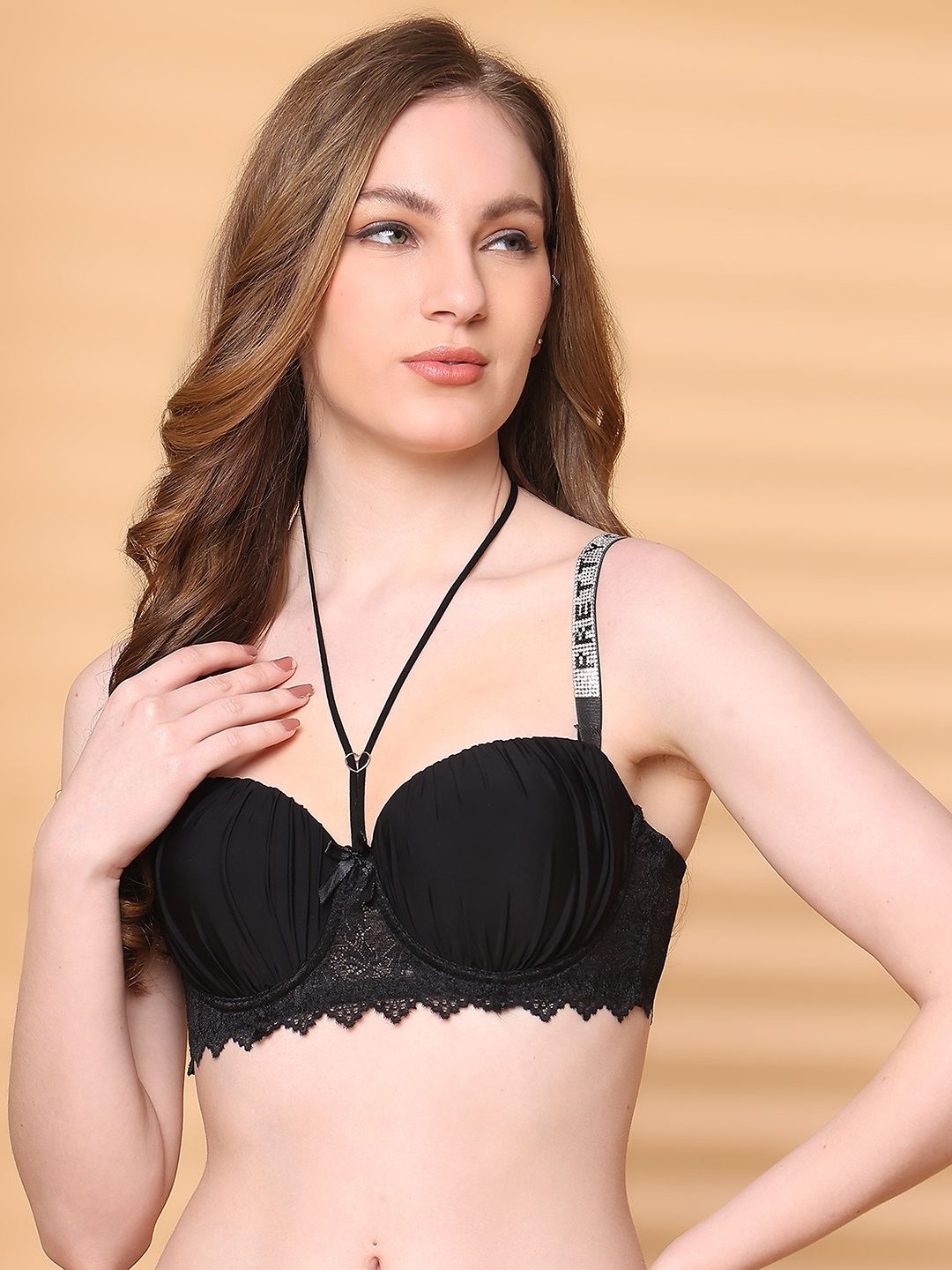 

PrettyCat Bra Medium Coverage Underwired Lightly Padded, Black