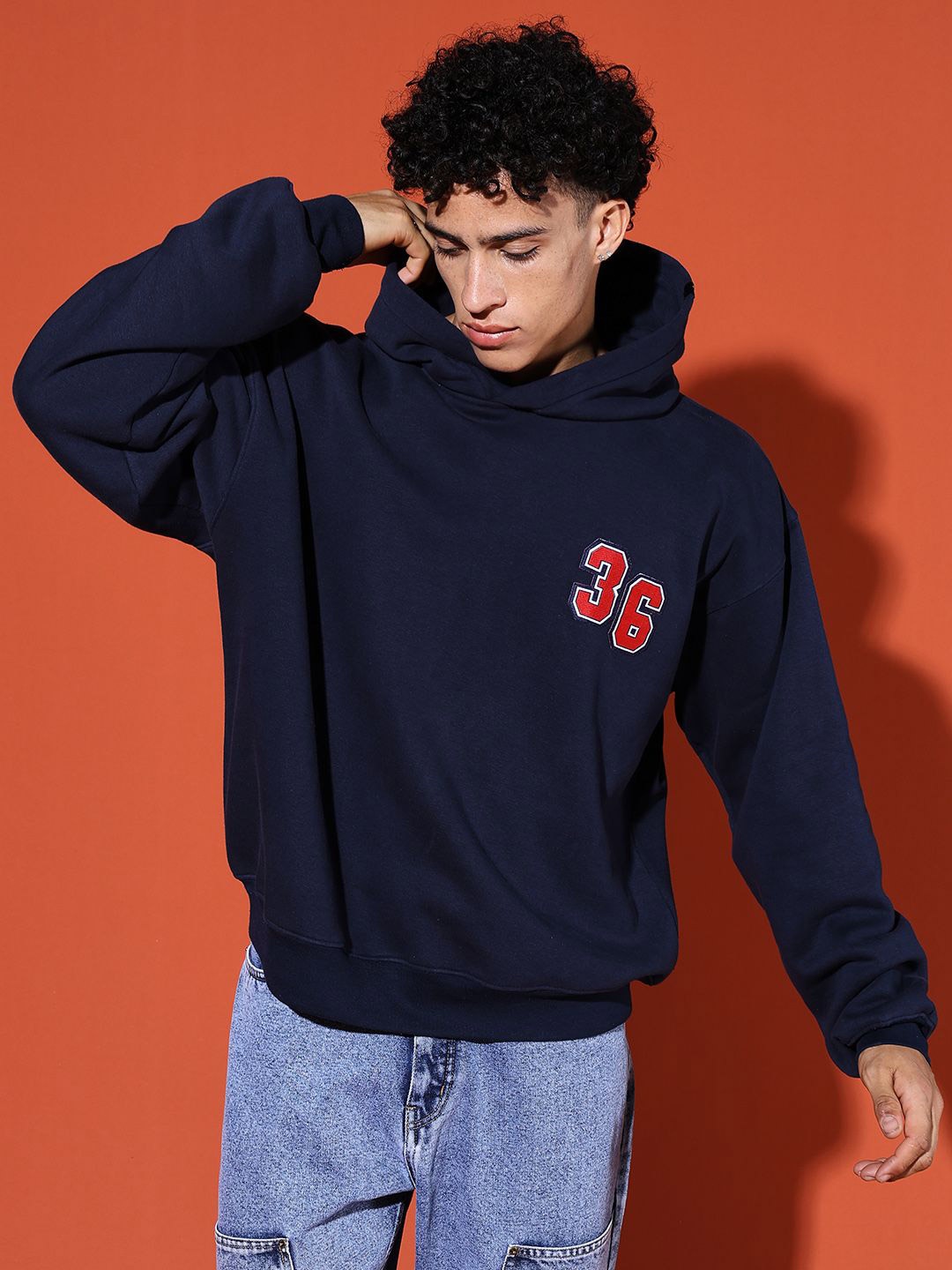 

PBY Men Hooded Pullover Ribbed Sweatshirt, Navy blue