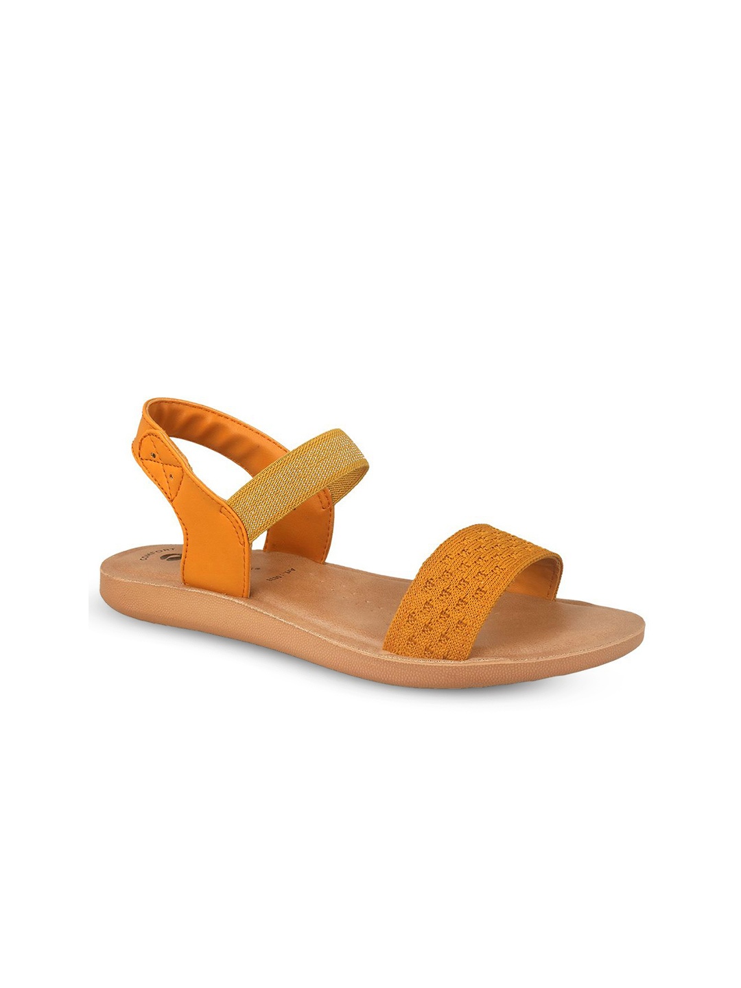 

Aeroblu Women Textured Open Toe Flats with Lacer Cuts, Mustard