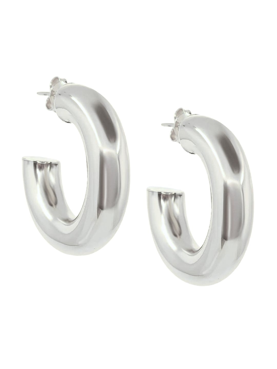 

DressBerry Silver Toned Silver Plated Stainless Steel Half Hoop Earrings