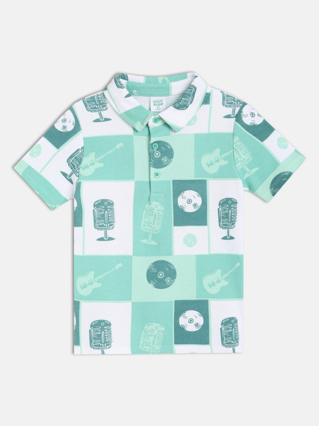 

MINI KLUB Boys Conversational Printed Polo Collar Cotton T-shirt, White