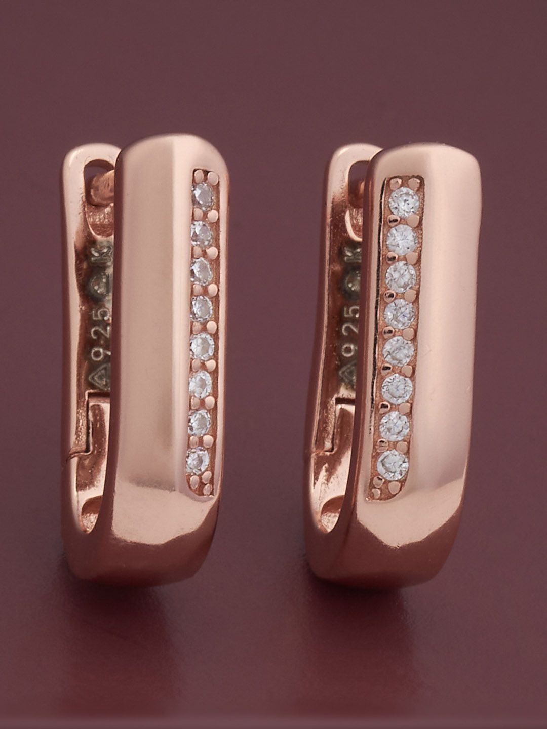 

Kushal's Fashion Jewellery 92.5 Silver Rose Gold-Plated Classic Hoop Earrings