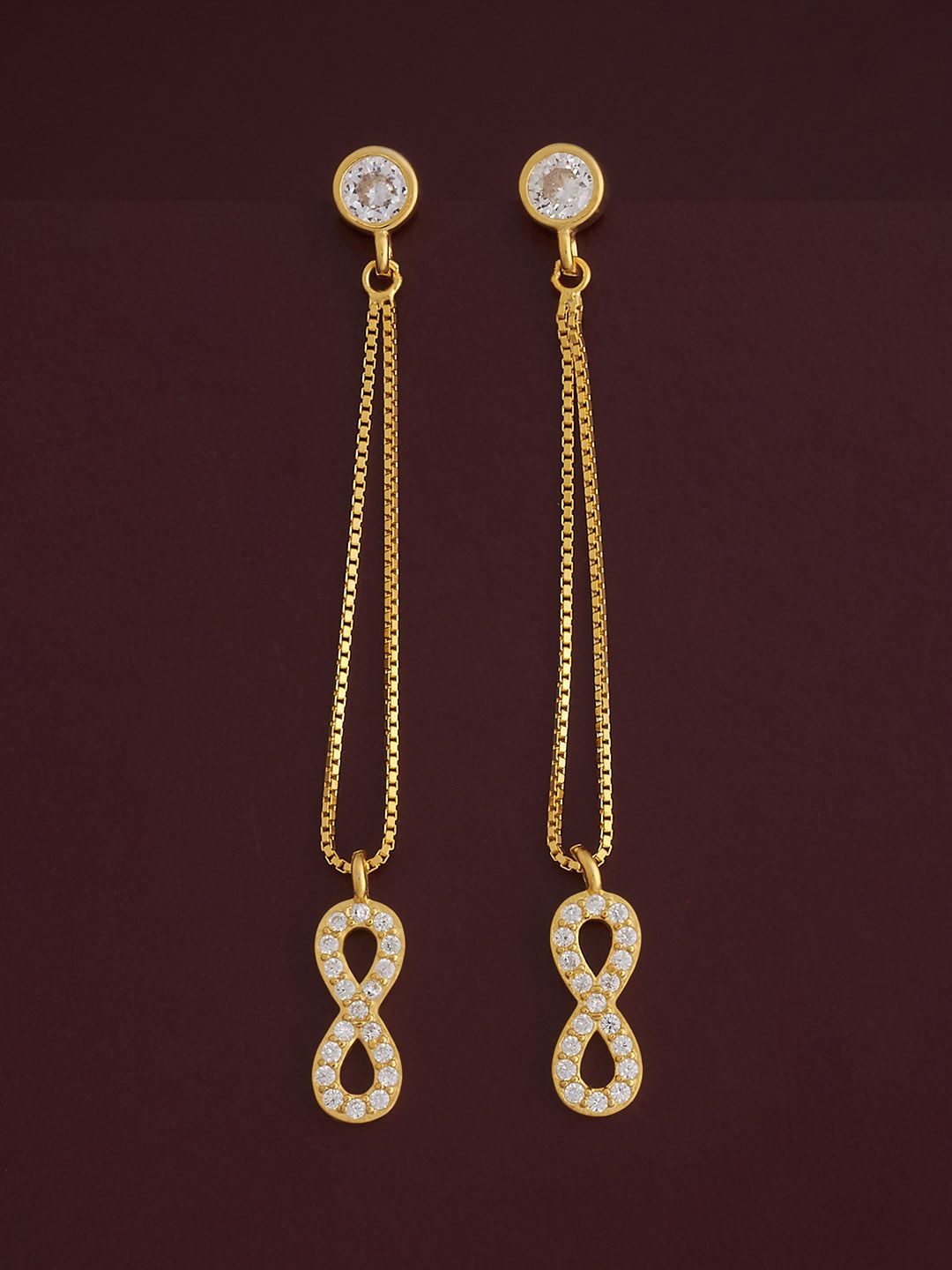 

Kushal's Fashion Jewellery 92.5 Silver Gold-Plated Classic Zircon Drop Earrings