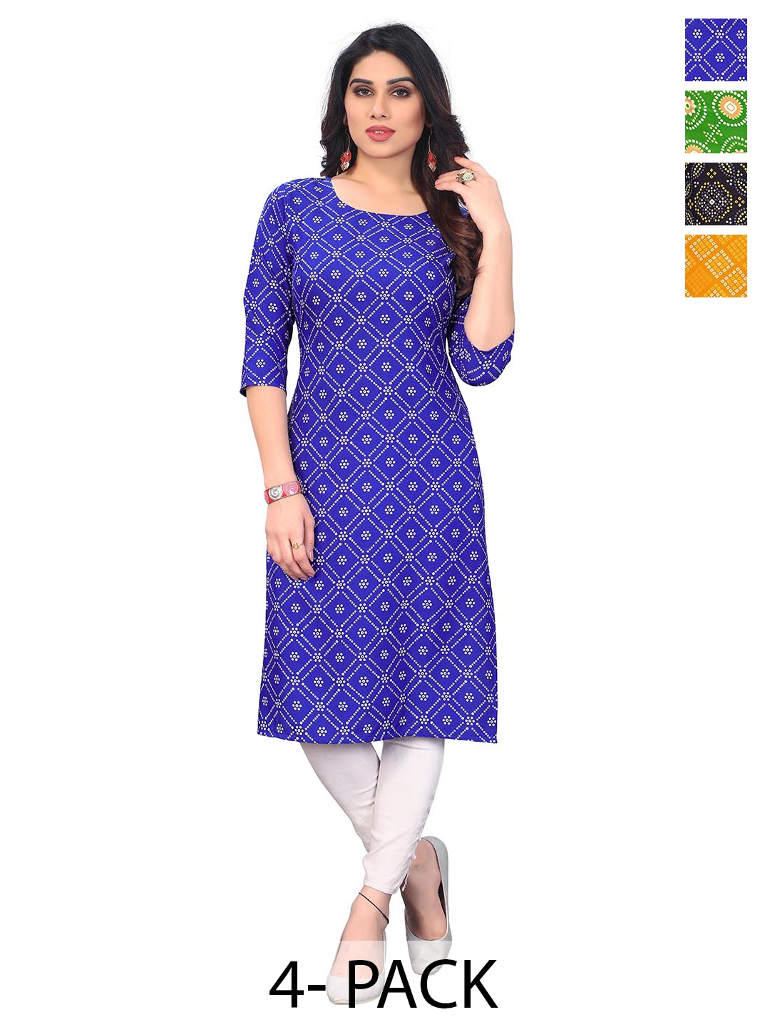 

KETAKI FASHION Women Ethnic Motifs Printed Mirror Work Crepe Kurta, Multi