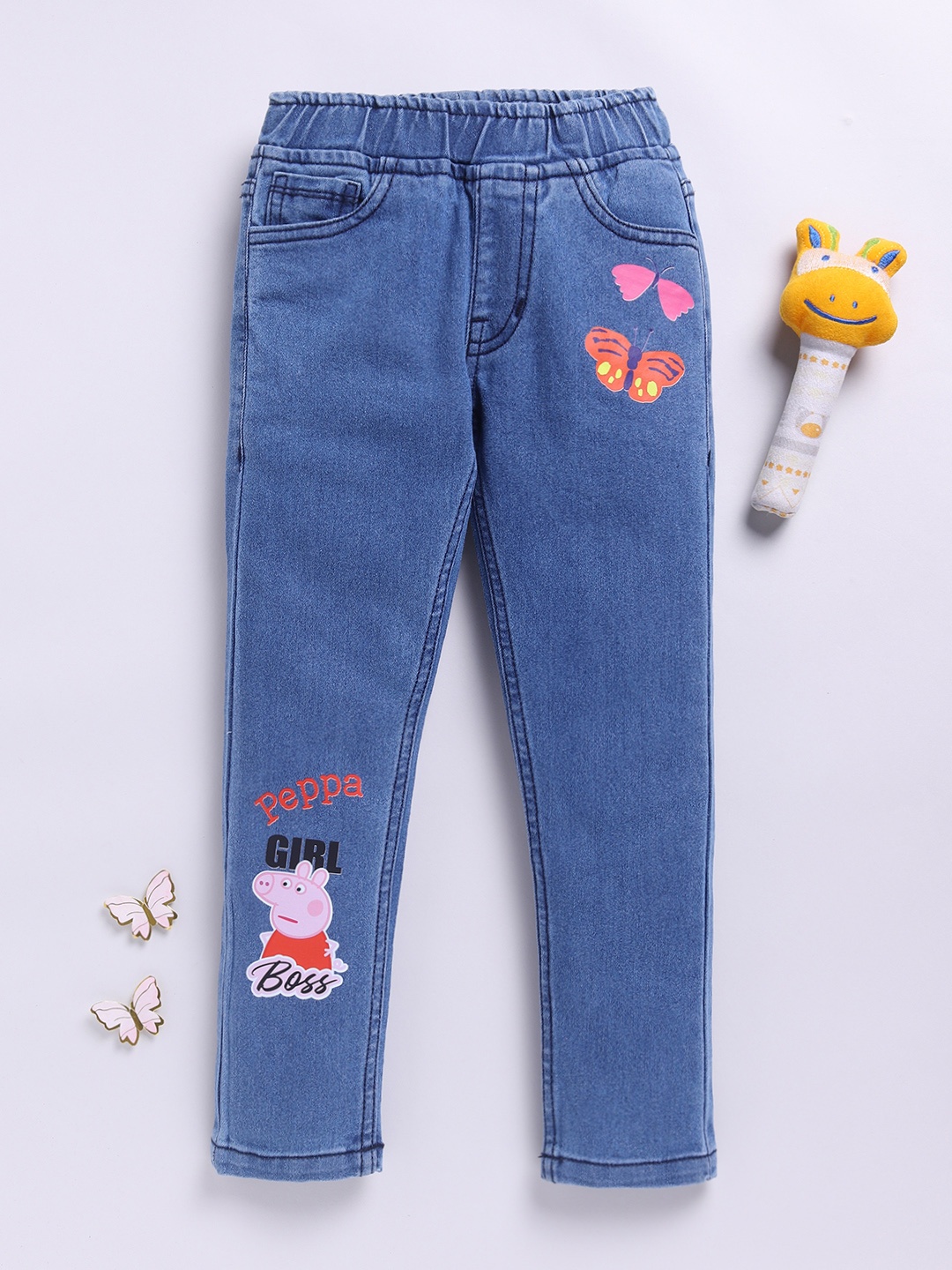 

Here&Now X Game Begins Girls Slim Fit Printed Stretchable Jeans, Navy blue
