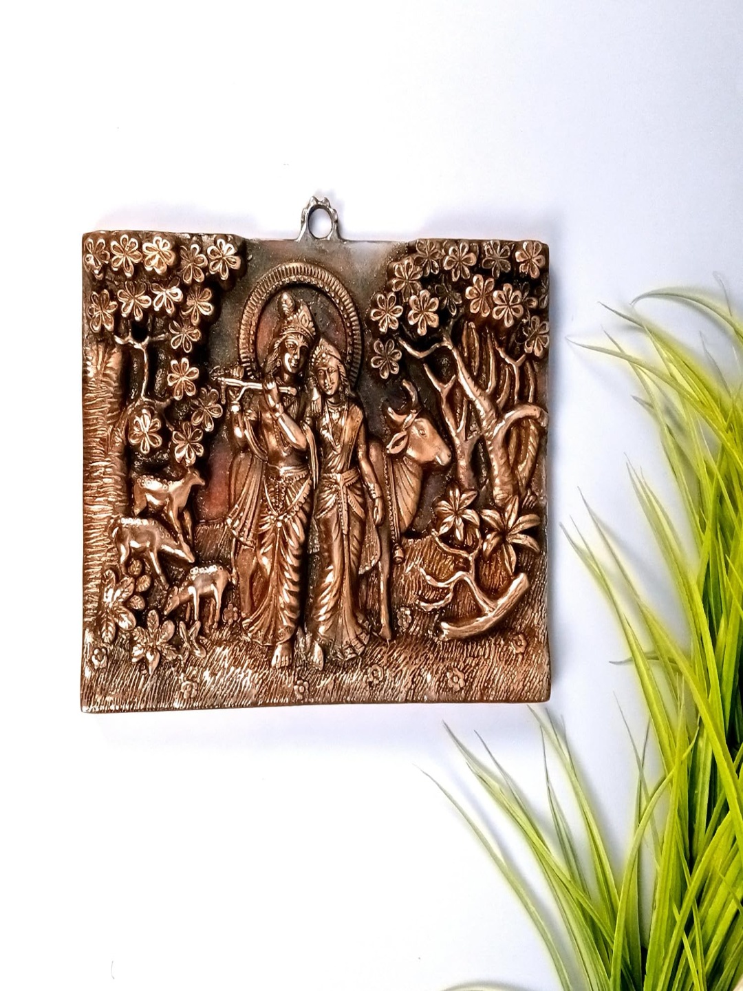 

apka mart Bronze Radha Krishna Textured Metal Wall Hanging Decor