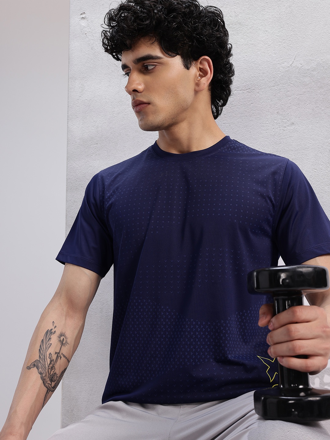 

HRX by Hrithik Roshan Printed Rapid-Dry Training T-shirt, Navy blue