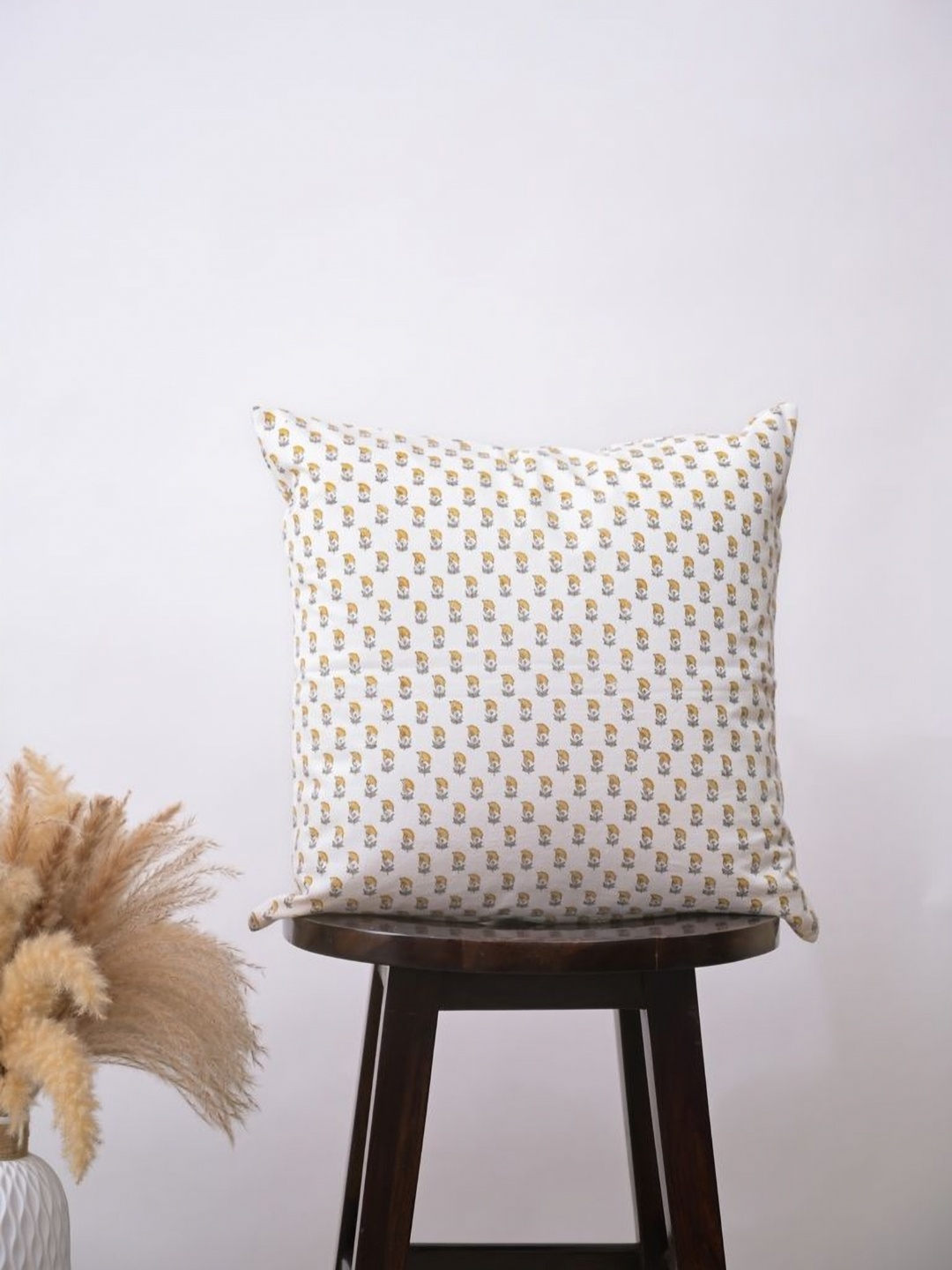 

Block N Style Blodeuedd White & Yellow Floral Printed Square Cotton Cushion Covers