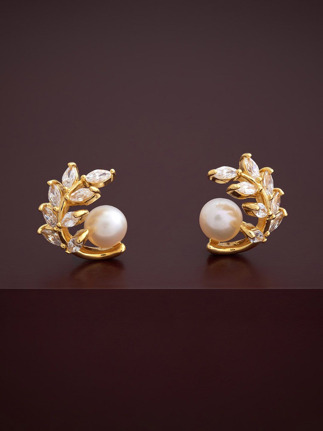 

Kushal's Fashion Jewellery 92.5 Silver Gold Plated Pearl Classic Studs