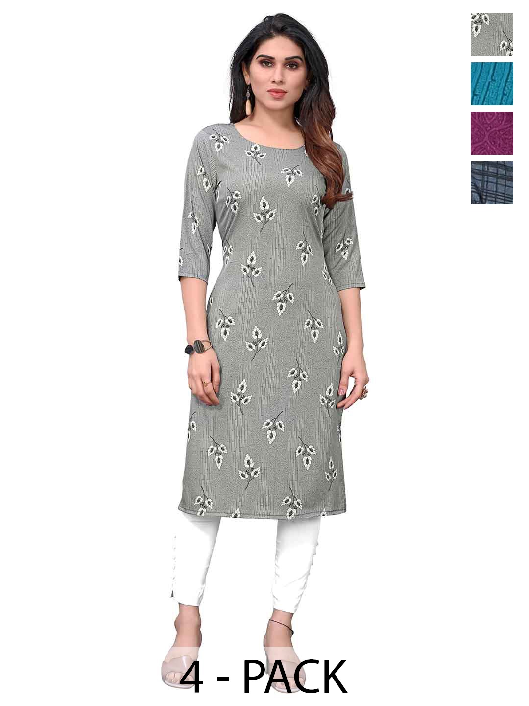 

KETAKI FASHION Women Geometric Printed Thread Work Crepe Kurta, Multi