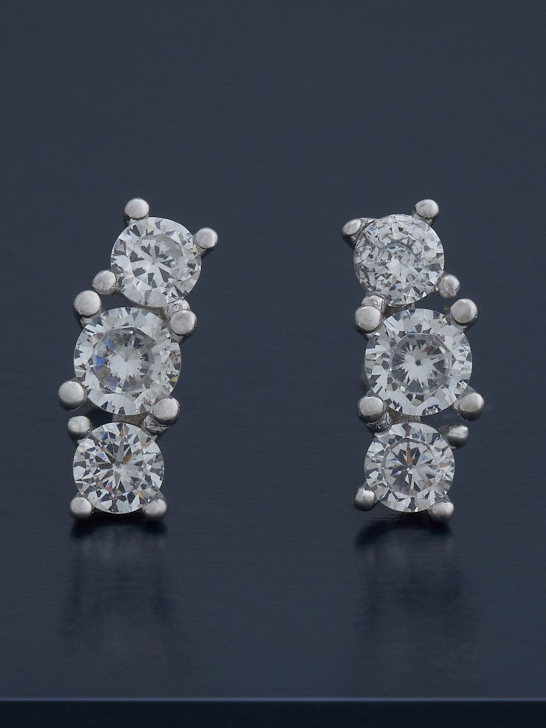 

Kushal's Fashion Jewellery 92.5 Silver Rhodium-Plated Stone Studded Studs