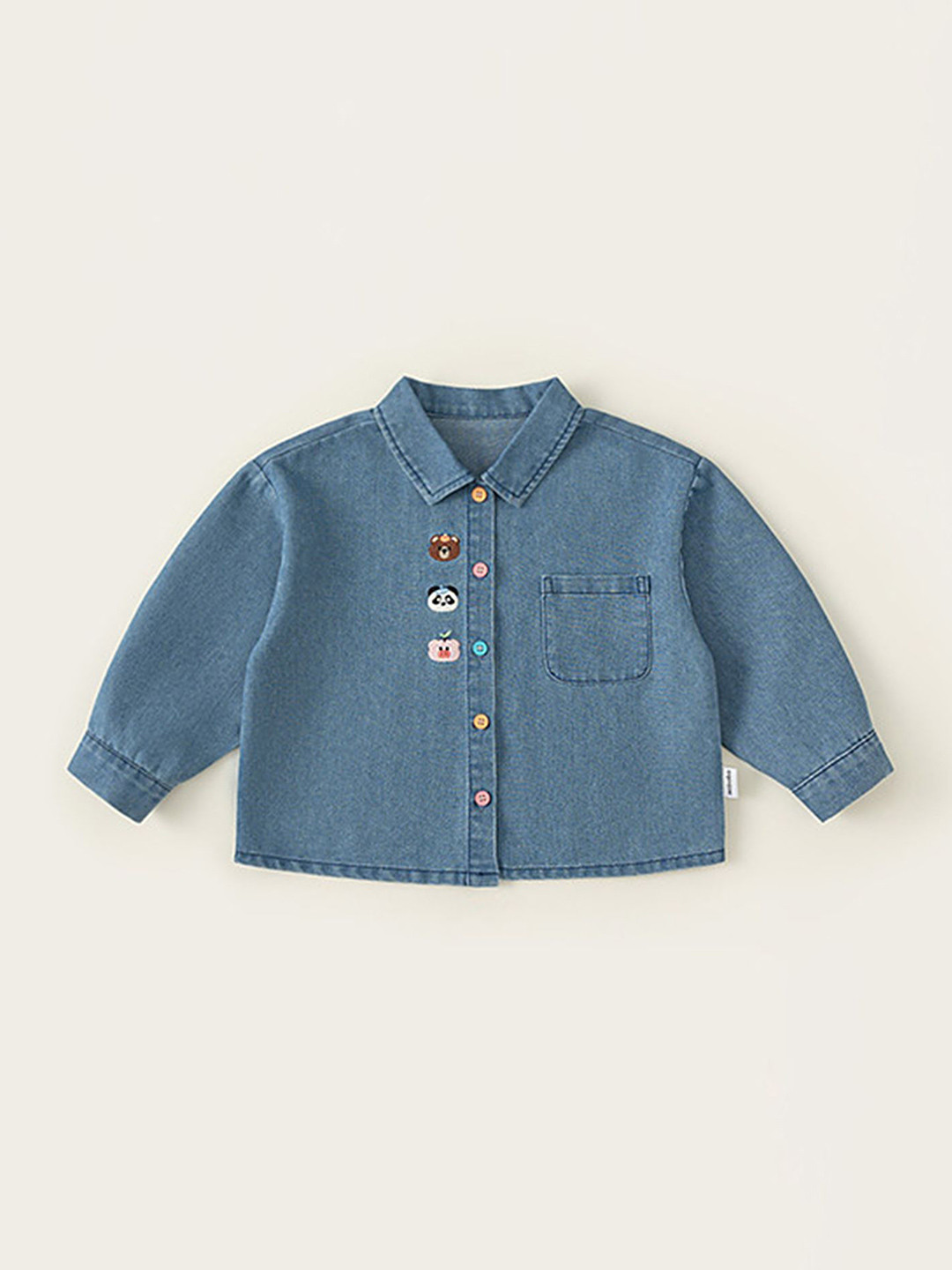 

LULU & SKY Girls Relaxed Fit Spread Collar Solid Cotton Casual Shirt, Blue