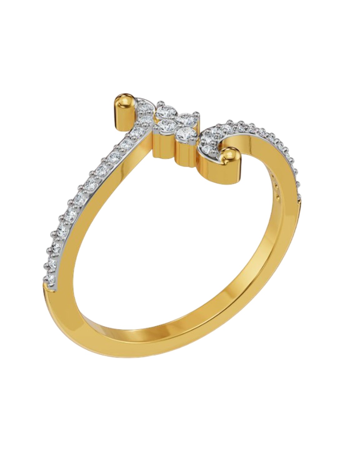 

Emori Whimsical Women Floral Cluster 14 Kt Gold & Diamond 0.17 Kt Ring, Yellow