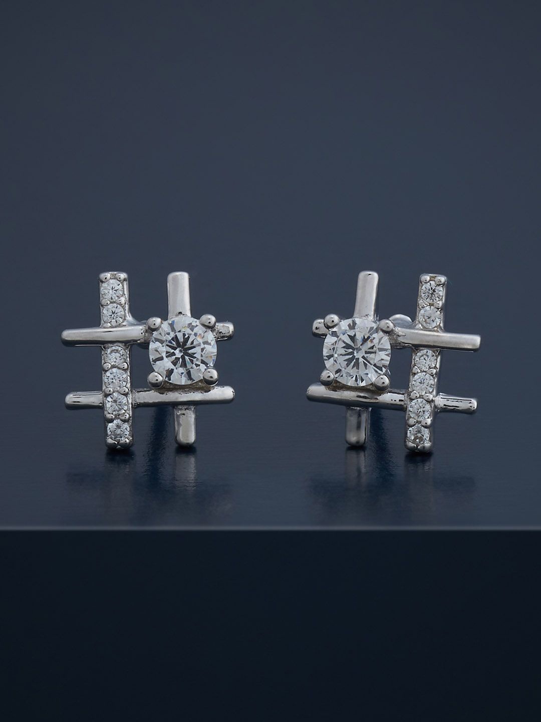 

Kushal's Fashion Jewellery 92.5 Silver Rhodium-Plated Contemporary Studs Earrings