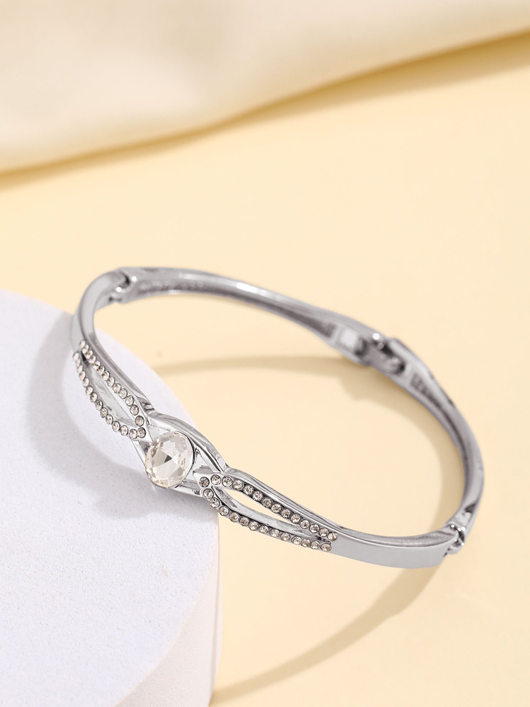 

Shining Diva Fashion Silver-Plated Crystals Studded Wraparound Bracelet