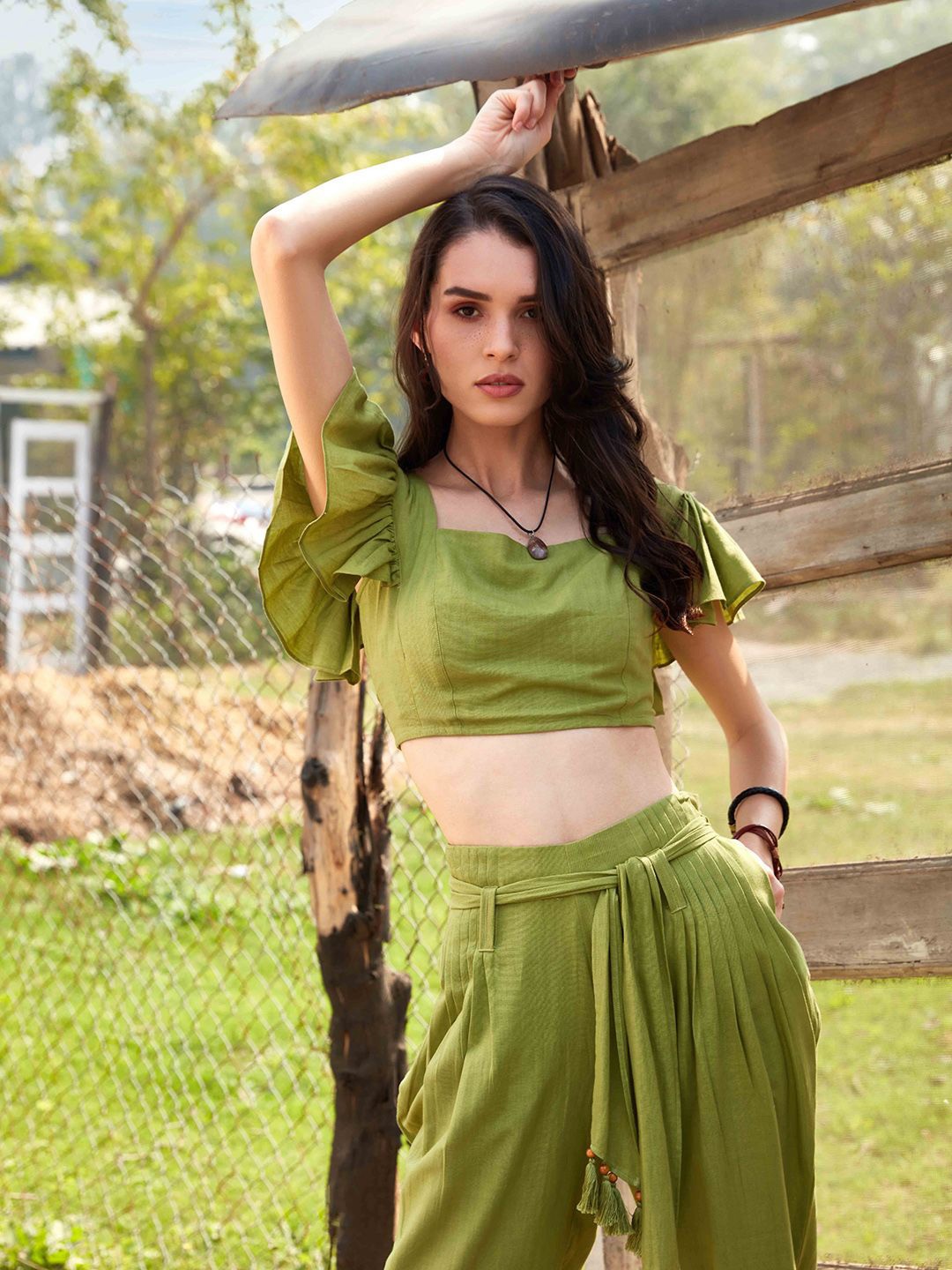 

Abhishti Jadesheen Smocked Top, Green