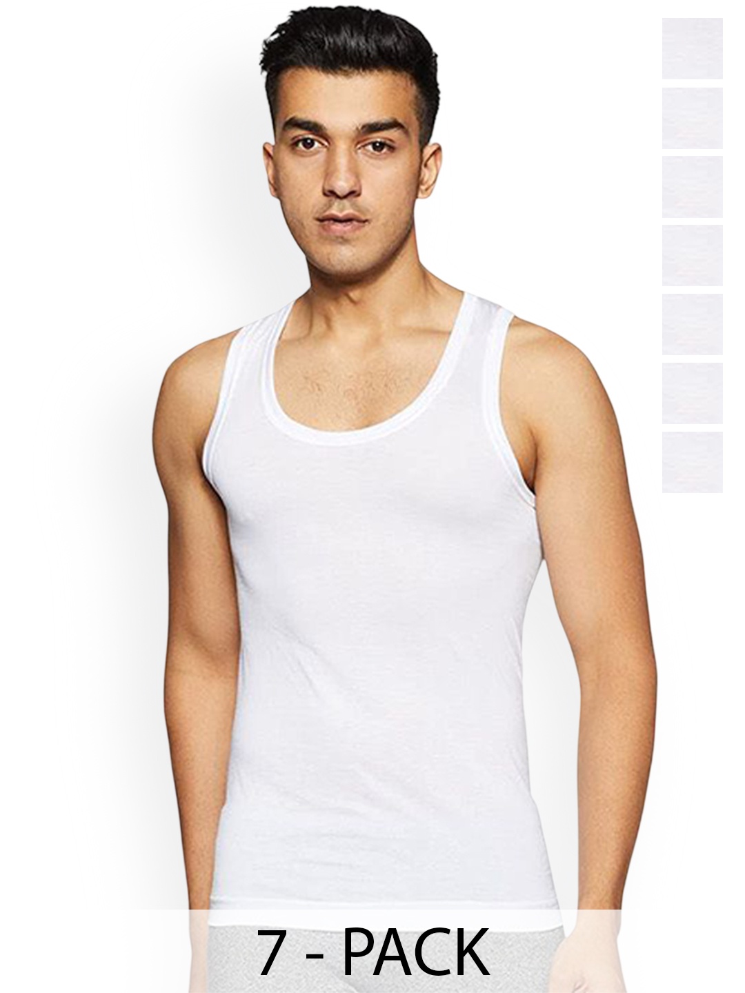 

Rupa Pack Of 7 Pure Cotton Innerwear Vests Frontline-Air-Whit-RN-7-90, White