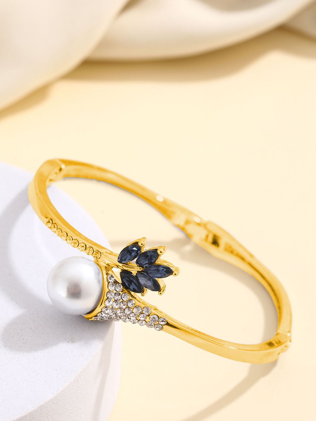 

Shining Diva Fashion Gold-Plated Crystals And Stones Studded Bangle-Style Bracelet