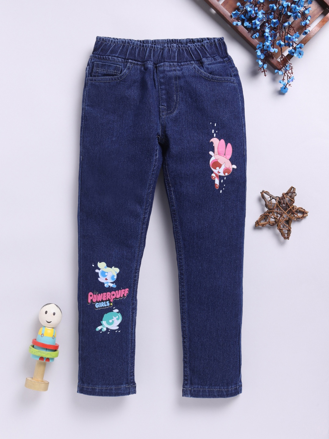 

Here&Now X Game Begins Girls Slim Fit Printed Stretchable Jeans, Navy blue