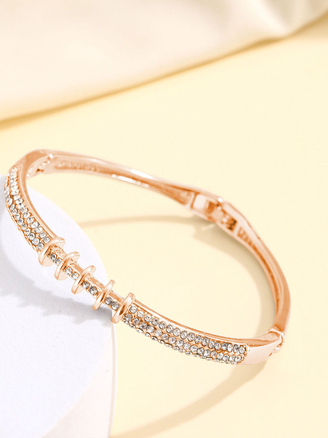 

Shining Diva Fashion Rose Gold-Plated Crystals Studded Wraparound Bracelet