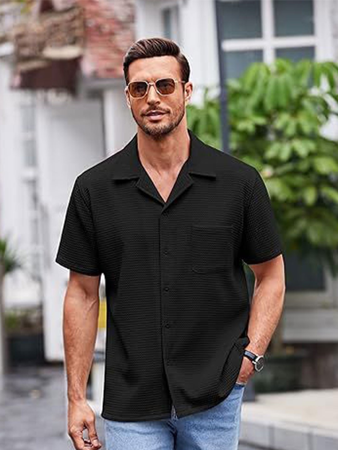 

Colorchakra Men Opaque Casual Shirt, Black