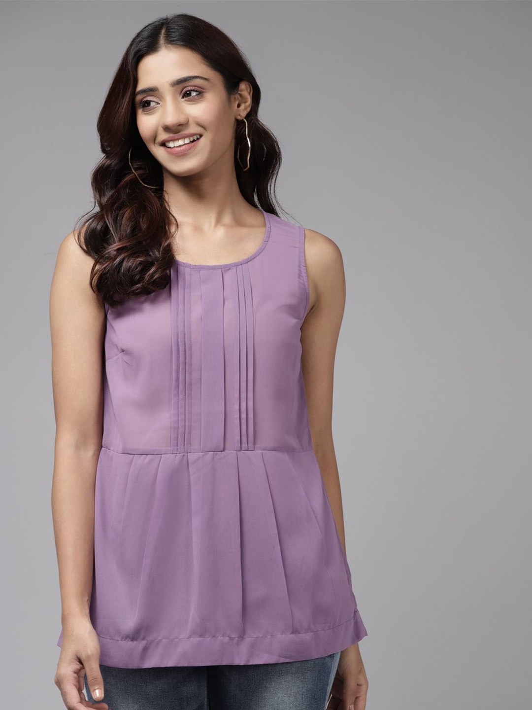 

CORSICA Women Round Neck Sleeveless Top, Purple