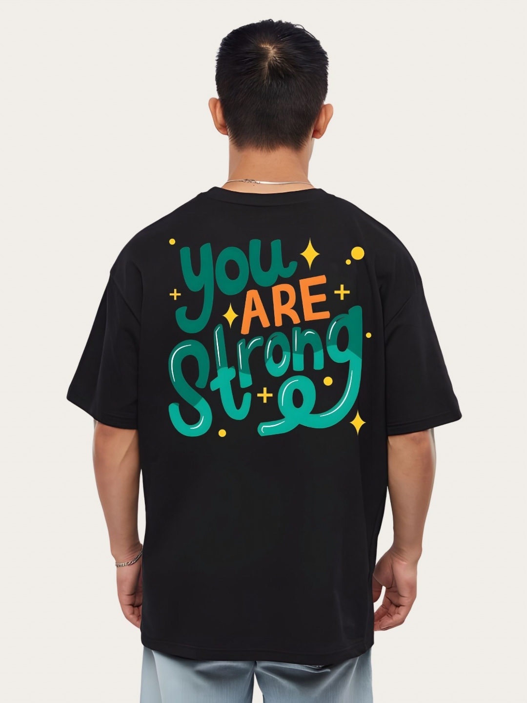 

Moda Rapido Men Typography Printed Round Neck Cotton Oversized T-shirt, Black