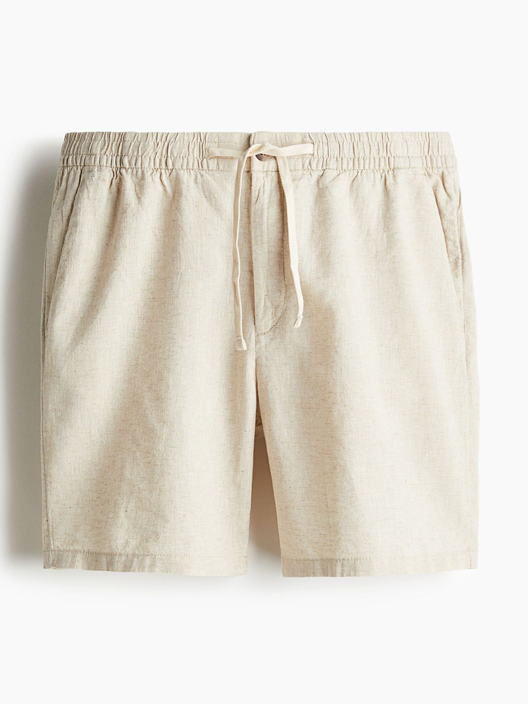 

H&M Regular Fit Linen-Blend Shorts, White