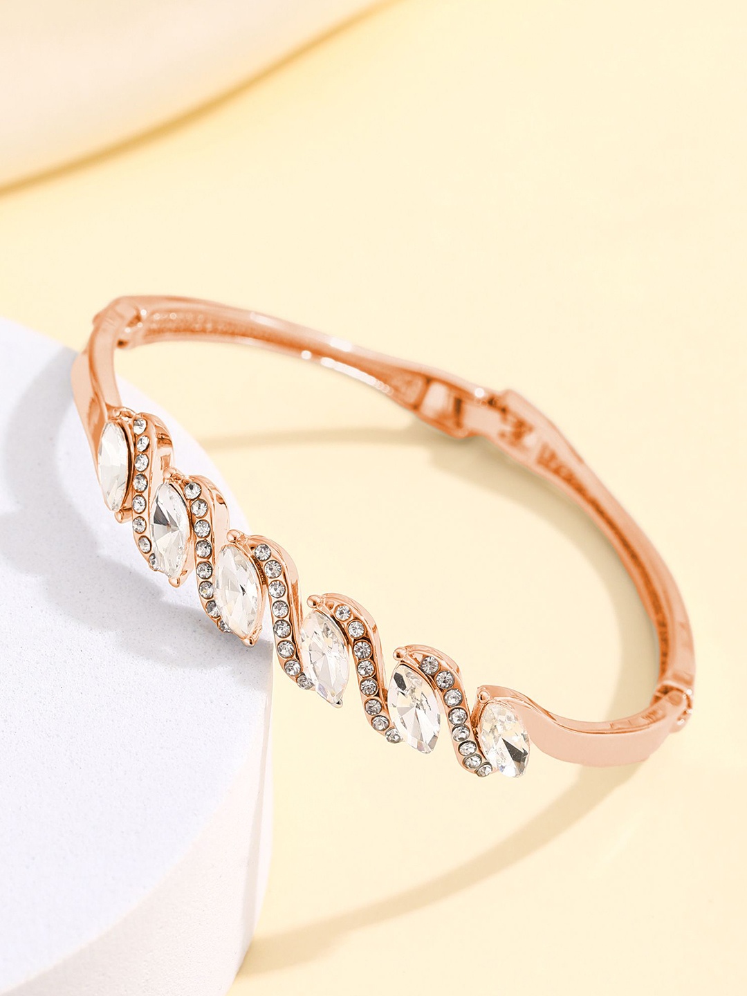 

Shining Diva Fashion Rose Gold-Plated Crystals Studded Wraparound Bracelet